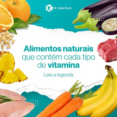 Alimentos naturais que contém cada tipo de vitamina